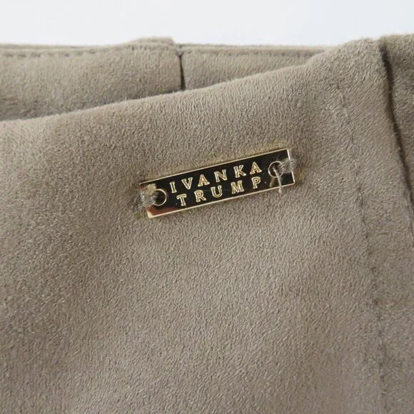 Ivanka Trump Faux Suede Ankle Pants M Dark Taupe - Picture 5 of 7
